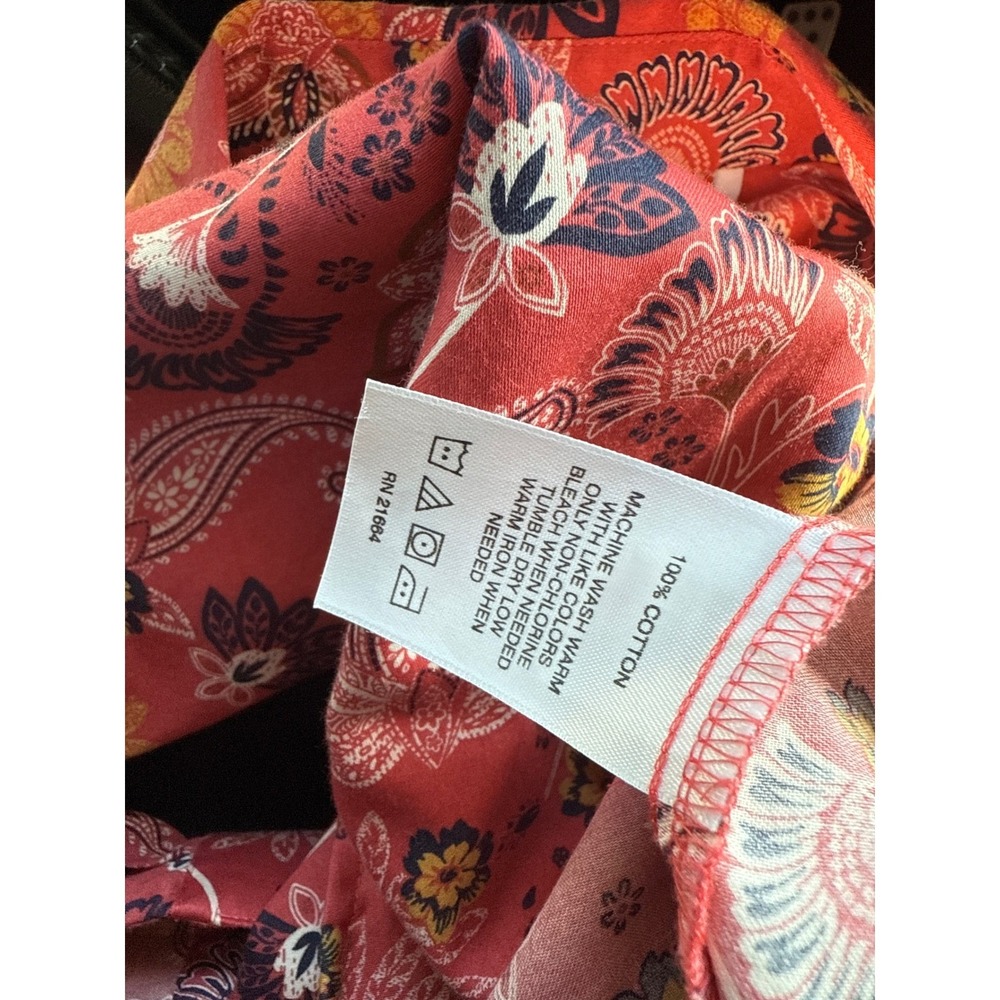 Foxcroft Appleseed's Autumn Paisley Non-Iron peppercorn Shirt top blouse button - Picture 3 of 5